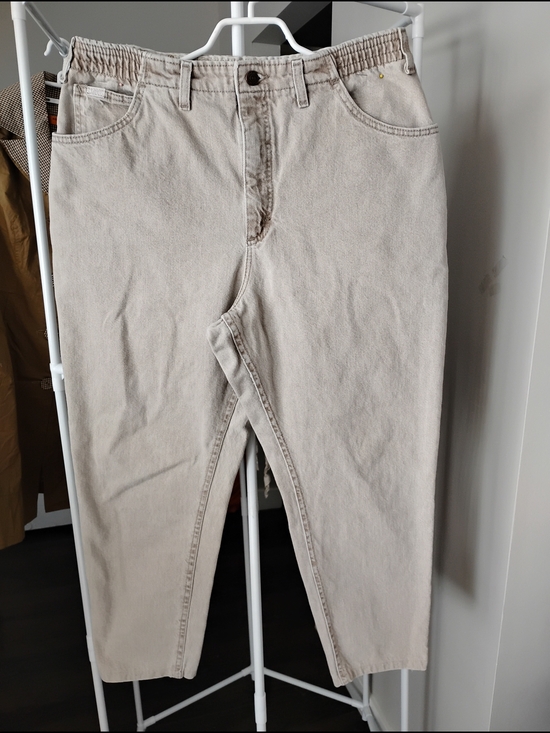 Lee Denim - Lee  Women's Beige Elastic-Waist Relaxed  High Rise 18W  Denim Mom  Jeans